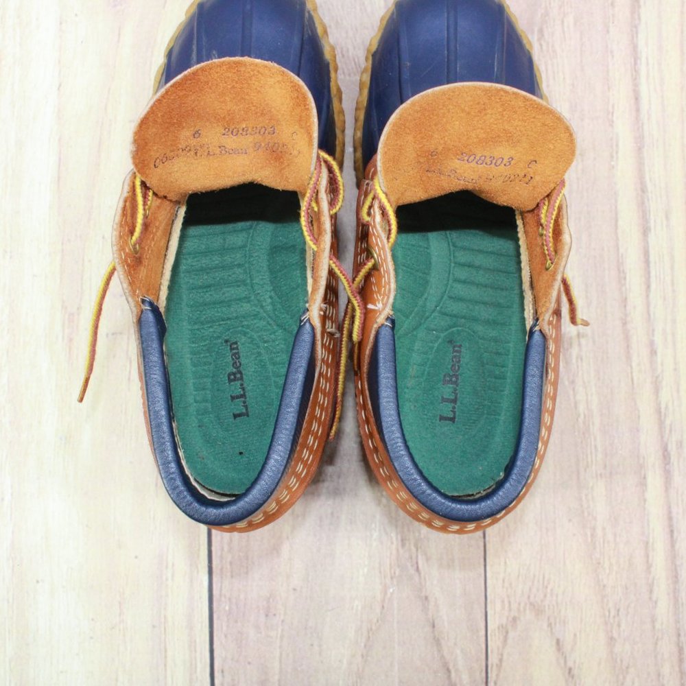 LL BEAN Brown Leather Padded Collar Duck Boots Gumshoes Shoes Size 6 M - Picture 6 of 10